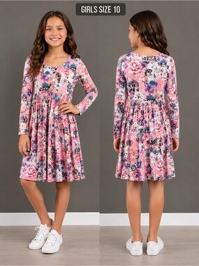 NEW POSH PEANUT Owl Floral Rose Twirl Dress GIRLS Size 10 10Y
